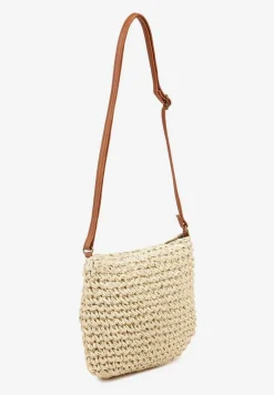 Beżowa Pleciona Torebka z Frędzlami Tirauri