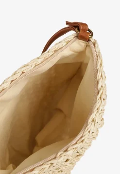 Beżowa Pleciona Torebka z Frędzlami Tirauri
