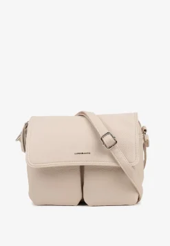 Beżowa Prostokątna Torebka Typu Listonoszka z Klapą Savireone