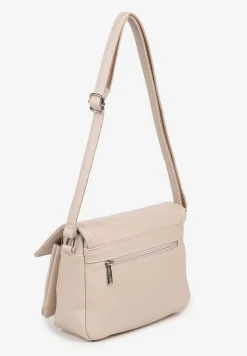 Beżowa Prostokątna Torebka Typu Listonoszka z Klapą Savireone