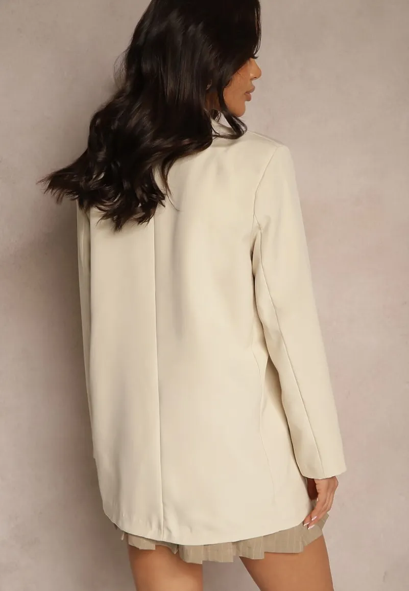 Beżowa Pudełkowa Marynarka Jednorzędowa Telluria