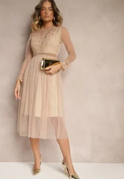 Beżowa Sukienka Agathusa