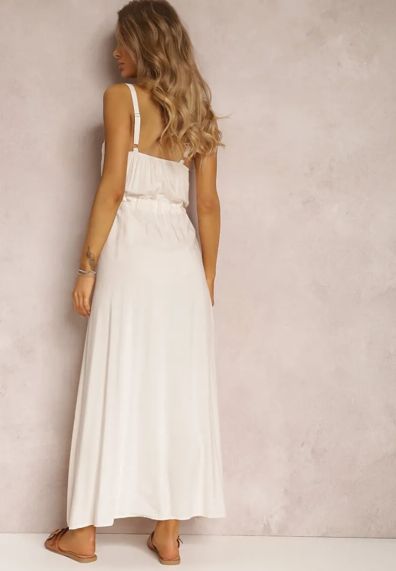 Beżowa Sukienka z Wiskozy Kena