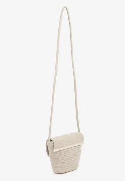 Beżowa Szydełkowa Torebka z Bawełny Typu Listonoszka z Perełką Savrine
