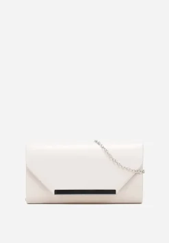 Beżowa Torebka Kopertówka z Klapą na Magnes z Imitacji Skóry Amiza