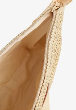Beżowa Torebka Listonoszka z Plecionki Galisenia