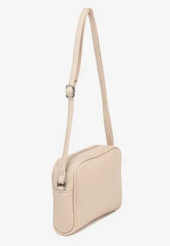 Beżowa Torebka Listonoszka z Metalicznym Napisem Nilofae