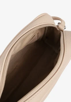 Beżowa Torebka Listonoszka z Metalicznym Napisem Nilofae