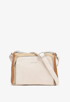 Beżowa Torebka Listonoszka Zdobiona Kontrastującymi Wstawkami Kolleila