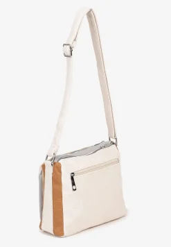Beżowa Torebka Listonoszka Zdobiona Kontrastującymi Wstawkami Kolleila