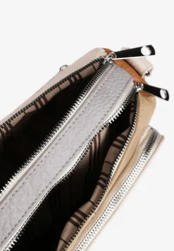 Beżowa Torebka Listonoszka Zdobiona Kontrastującymi Wstawkami Kolleila