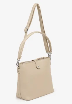 Beżowa Torebka na Ramię Ozdobiona Paskiem Tanaviana
