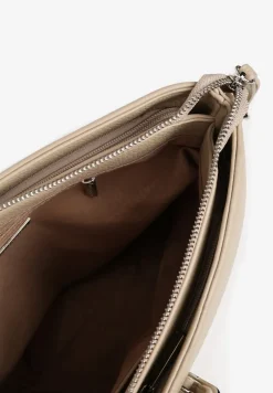 Beżowa Torebka na Ramię Ozdobiona Paskiem Tanaviana