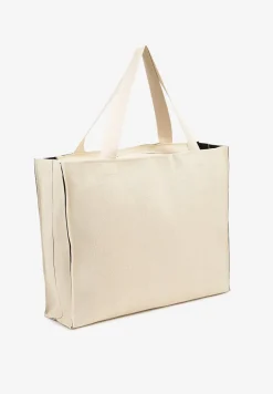 Beżowa Torebka o Modelu Shopper z Suwakiem i Napisem Salisella