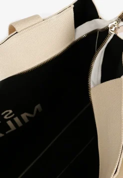 Beżowa Torebka o Modelu Shopper z Suwakiem i Napisem Salisella