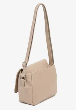 Beżowa Torebka Ozdobiona Metaliczną Aplikacją Sonarianis