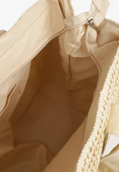 Beżowa Torebka Shopper Plażowa z Plecionki Galavisena