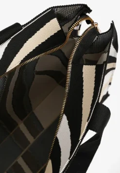 Beżowa Torebka Shopper w Nieregularne Paski Salinira