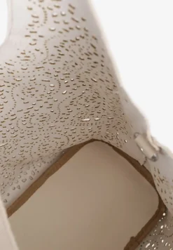 Beżowa Torebka Shopper z Ażurowym Wzorem i Dodatkową Saszetką Merabella