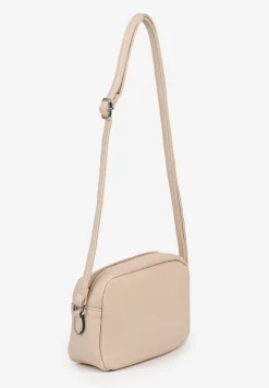 Beżowa Torebka Typu Listonoszka o Prostokątnym Kształcie Lirona