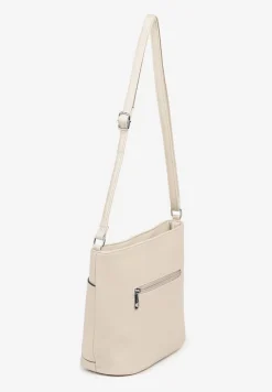 Beżowa Torebka Typu Listonoszka Ozdobiona Suwakiem Dolaris
