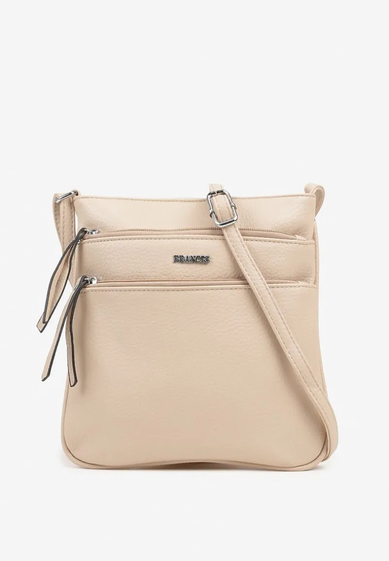 Beżowa Torebka Typu Listonoszka z Zasuwanymi Kieszeniami Silatea