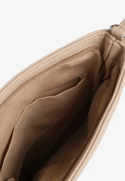 Beżowa Torebka Typu Listonoszka z Zasuwanymi Kieszeniami Silatea