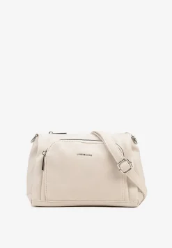 Beżowa Torebka Typu Listonoszka z Zasuwaną Kieszenią z Przodu Izelia