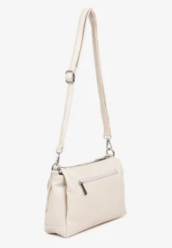 Beżowa Torebka Typu Listonoszka z Zasuwaną Kieszenią z Przodu Izelia
