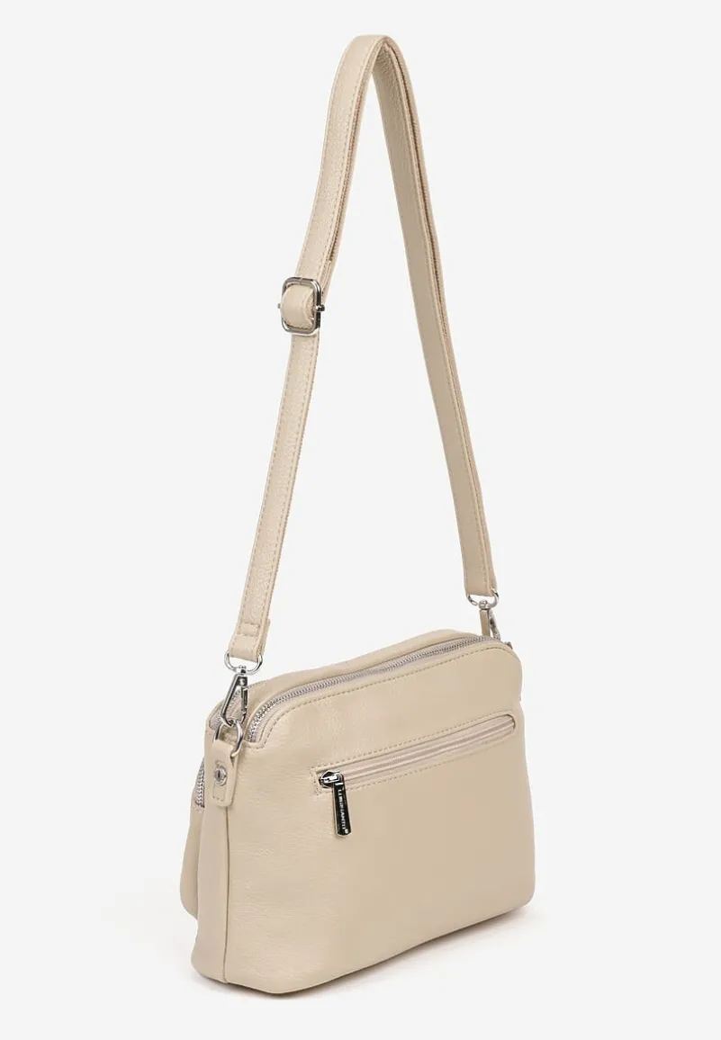 Beżowa Torebka Typu Listonoszka z Dwiema Komorami Savarelle