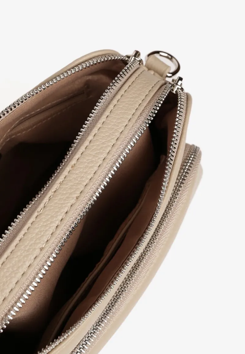 Beżowa Torebka Typu Listonoszka z Dwiema Komorami Savarelle