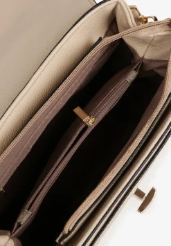 Beżowa Torebka Typu Listonoszka z Rączką i Ozdobną Klapą Monevia