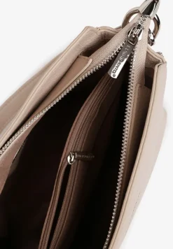 Beżowa Torebka Typu Listonoszka Ozdobiona Napisem Sadelli