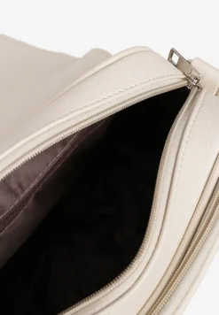 Beżowa Torebka w Stylu Listonoszki Ozdobiona Klapą Helluria