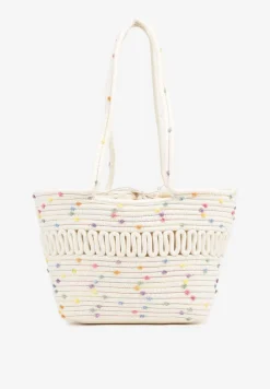 Beżowa Torebka z Bawełny w Kropki Ulorella