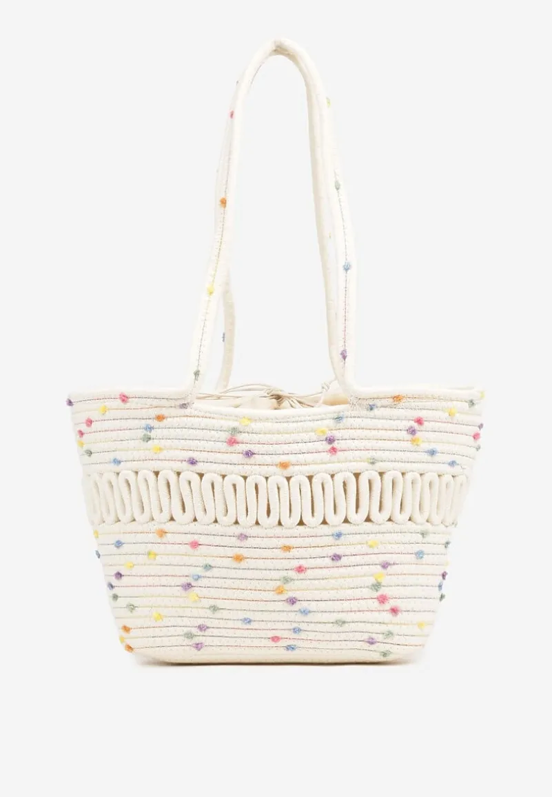 Beżowa Torebka z Bawełny w Kropki Ulorella