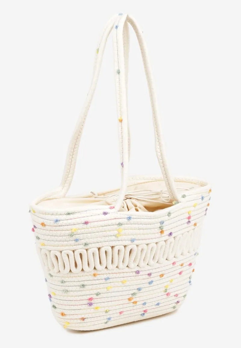 Beżowa Torebka z Bawełny w Kropki Ulorella