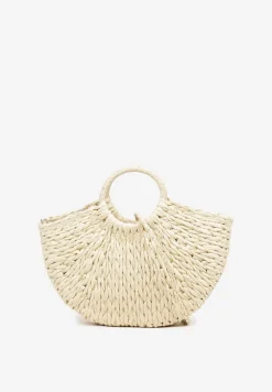 Beżowa Torebka z Dwoma Rączkami i Plecionką Revienna