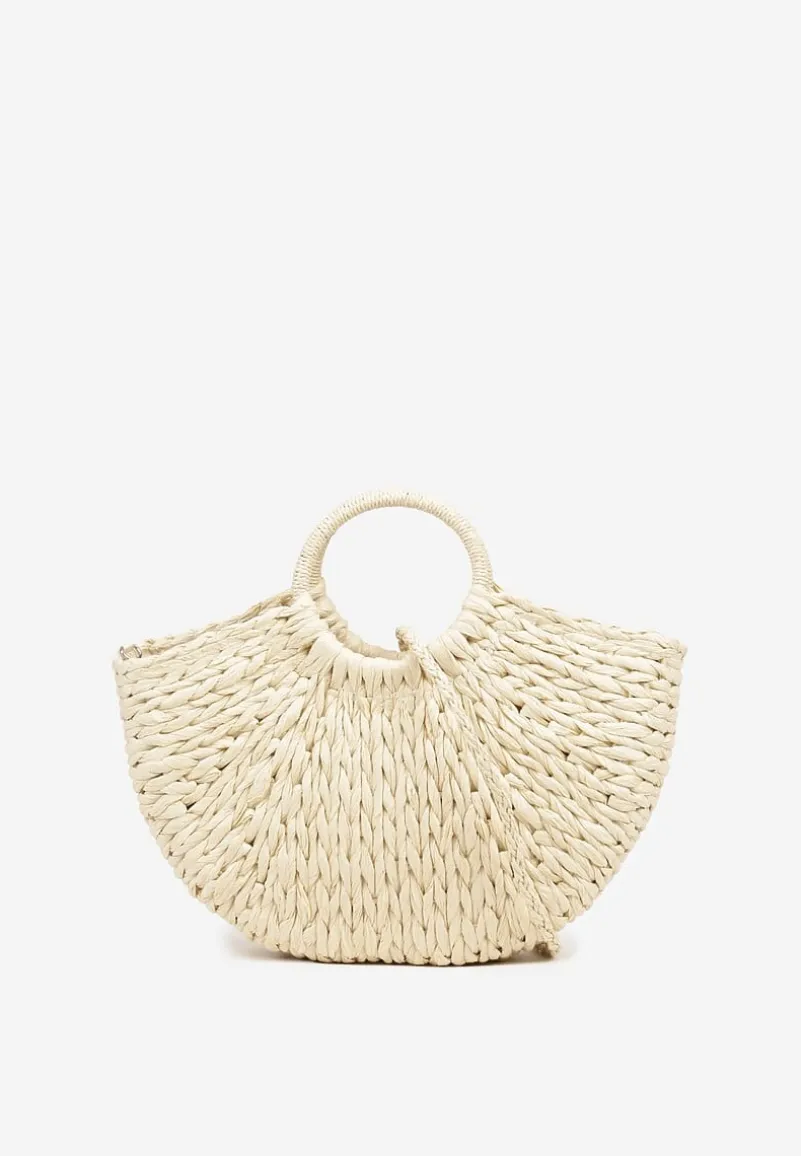 Beżowa Torebka z Dwoma Rączkami i Plecionką Revienna