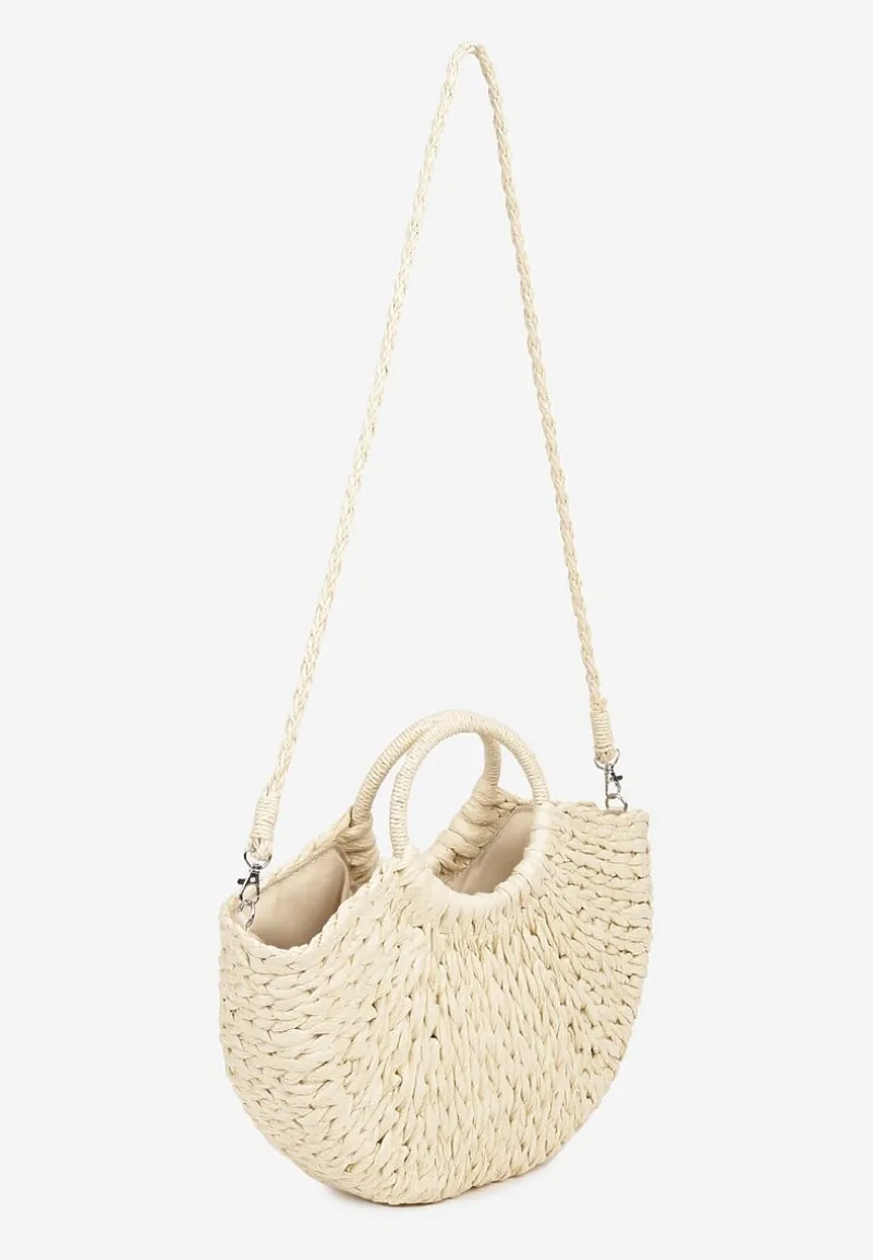 Beżowa Torebka z Dwoma Rączkami i Plecionką Revienna