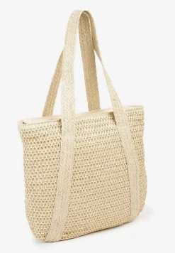 Beżowa Torebka z Plecionki z Dwiema Rączkami Banestra