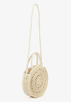 Beżowa Torebka z Plecionki o Okrągłym Kształcie Felumea