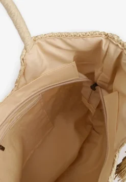 Beżowa Torebka z Plecionki na Rączkach z Chwostami Livonia