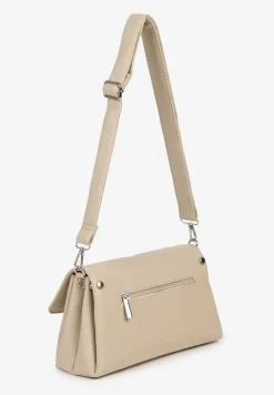 Beżowa Trapezowa Torebka Typu Listonoszka z Klapą Gesselle