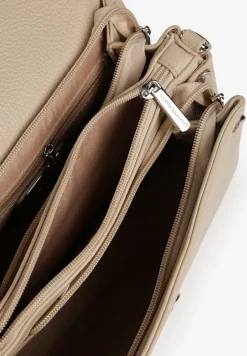 Beżowa Trapezowa Torebka Typu Listonoszka z Klapą Gesselle