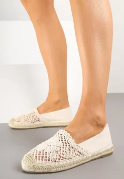 Beżowe Ażurowe Espadryle na Podeszwie z Plecionki Nusariana