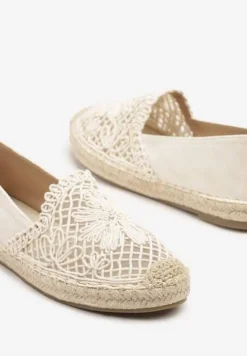 Beżowe Ażurowe Espadryle na Podeszwie z Plecionki Nusariana