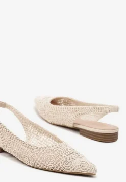 Beżowe Ażurowe Sandały Slingback ze Szpiczastym Noskiem Eridoria