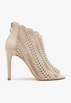 Beżowe Ażurowe Sandały Vices na Szpilce Seladith