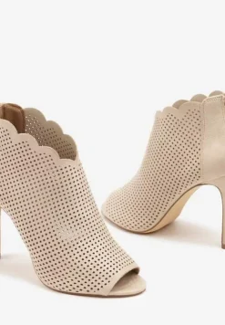 Beżowe Ażurowe Sandały Vices na Szpilce Selanna